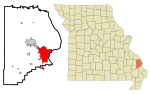 Cape Girardeau County Missouri Incorporated and Unincorporated areas Cape Girardeau Highlighted